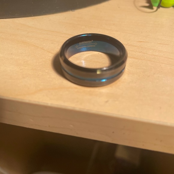 Tungsten Carbide Blue Ion Wedding Band - Picture 1 of 3